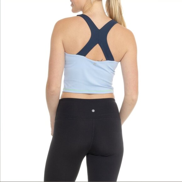 Sweaty Betty Power Racerback Bra Tank Top Crop Colorblock Gym Yoga Navy Blue - Picture 1 of 4